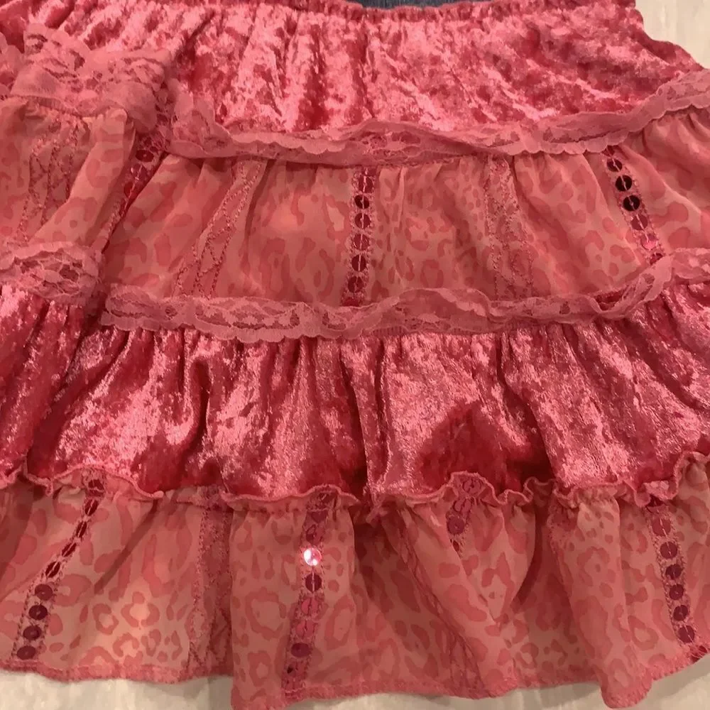 Jean skirt with lace layers